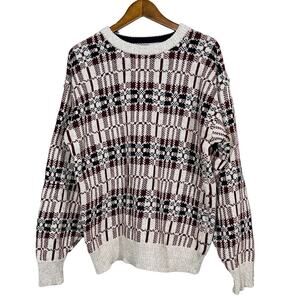 Vintage 90s Van Heusen Editions Dad Sweater Checker Crewneck - XL